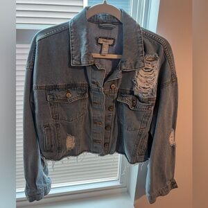 Forever 21 Light Blue Distressed Jean Jacket